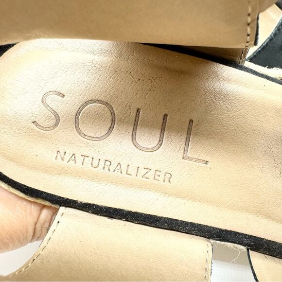 Soul Naturalizer Oshay Black Leather Espadrille Strappy Wedge Heel Sandal Size 6 - Picture 14 of 14